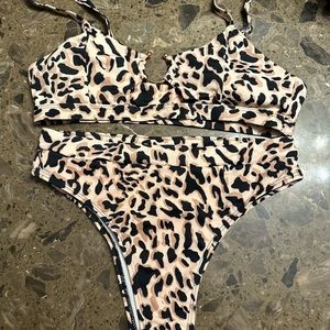 Leopard Bikini with high waisted bottoms
